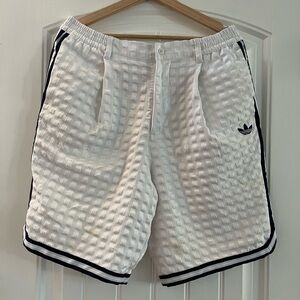Adidas Men's White Textured Athletic Shorts
